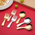 thumbnail image 1 of Hariumiu Easy to Clean Spoon Stainless Steel Baby Spoon Fork Short Handle Mirror Polished Food Grade Mini Ice Cream Dessert Tea Soup Scoop Scooper Kitchen, 1 of 10