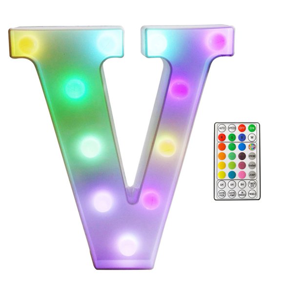 Hariumiu Flashing Letter Light Colorful Led Letter Lights with Remote 4 Flashing Modes Easy to Hang Party Bar Decorations Light