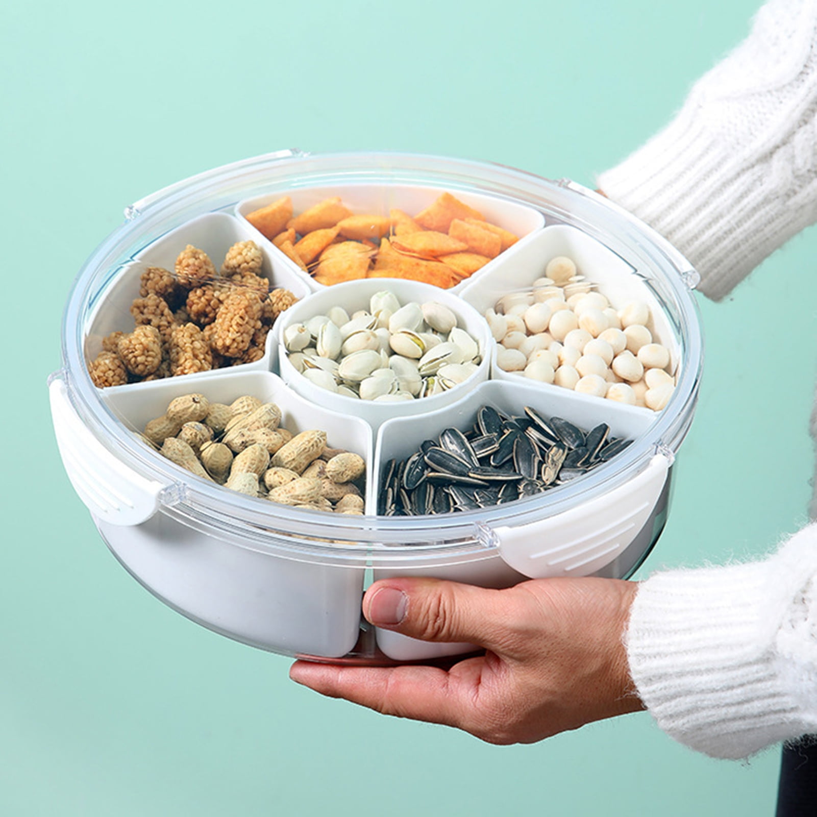 Hariumiu Fruit Tray with Compartments Veggie Tray with Lid 4/6