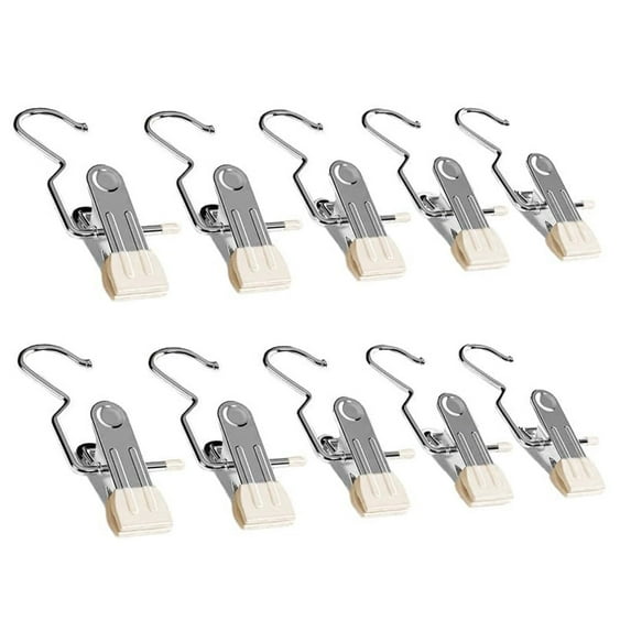 Hariumiu Hanger Clip for Clothes 10pcs Hanger Clip Space-saving Metal Clothespin Hook Soft Rubber Coating Durable Clip for Clothes Pants Hats Clothes Storage