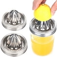 thumbnail image 1 of Hariumiu Juicer Lid 2pcs Juicer Portable Wide Mouth Jar Screw Lid Food Grade Stainless Steel Lemon Orange Fruit Juicing Tool Kitchen Gadgets Screw Lid Juicer, 1 of 8