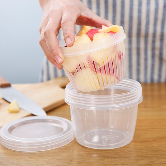 Hariumiu Kitchen 17oz Food Storage Container with Colander Layer, Refrigerator Fresh-keeping Container Bowl Multifunctional Vegetable Fruit Liquid Storage Container Sealed with Lids Kitchen Essentials