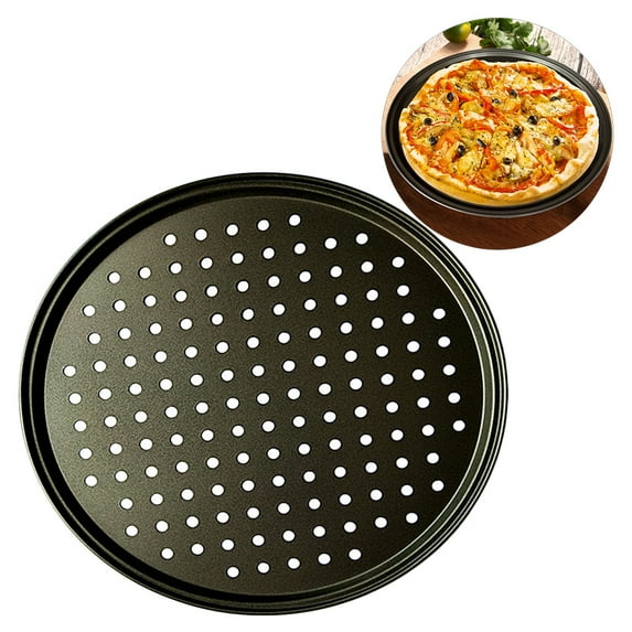 Hariumiu Kitchen Carbon Steel Pizza Pan, 10/11/12 inch Pizza Tray Oven Pizza Crisper Pan, Round Pizza Sheet Baking Pan Food Serving Plate for Pie, Cookie, Dishwasher Safe
