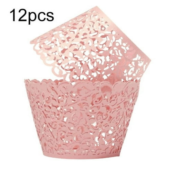 Hariumiu Kitchen Cupcake Wrappers Pack of 12/48 Filigree Artistic Bake Cake Paper Cups Little Vine Lace Laser Cut Liner Baking Cup Muffin Case Trays for Wedding Party Birthday Decoration
