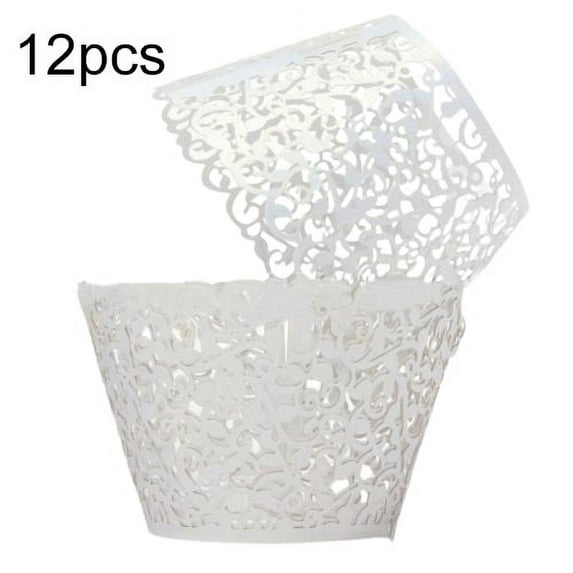 Hariumiu Kitchen Cupcake Wrappers Pack of 12/48 Filigree Artistic Bake Cake Paper Cups Little Vine Lace Laser Cut Liner Baking Cup Muffin Case Trays for Wedding Party Birthday Decoration