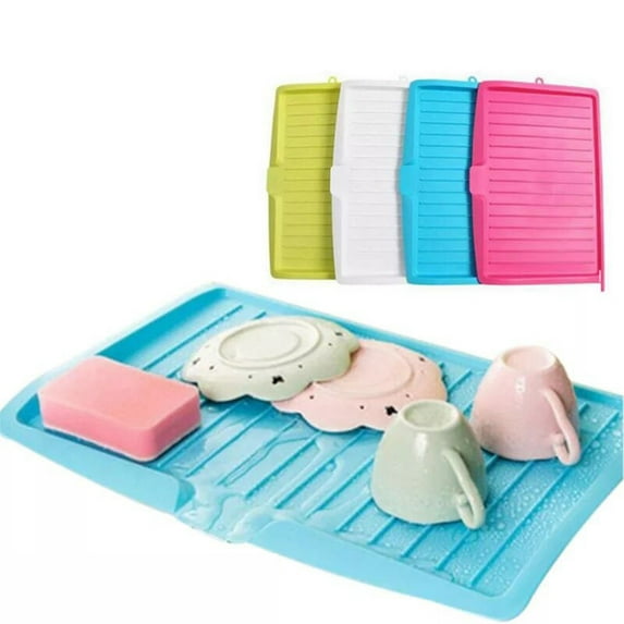 Hariumiu Kitchen Dish Drain Board Drying Rack Save Space Draining Spot Plastic Universal Dish Drain Board for Home, 17.60 x 12.17"