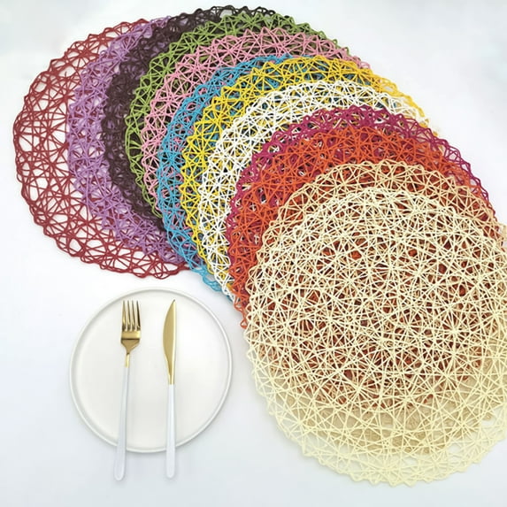 Hariumiu Kitchen Woven Placemats Set of 1/6, 15" Round Placemats, Multifunctional Wear Resistant Table Mat, Coaster for Kitchen Home Table Decoration