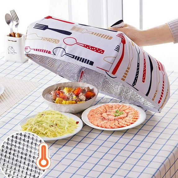 Hariumiu Multifunctional Dust Dishes Food Cover Heat Preservation Foldable Insulation-Red,Large