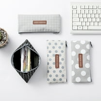 Hariumiu Pencil Case Plaid Dot Pattern Zipper Pen Bag Holder Pencil Case Stationery Storage Pouch