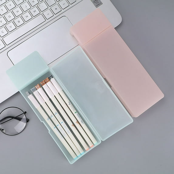 Hariumiu Pencil Case Semi-Transparent Plastic Large Capacity Pen Box Pencil Case Stationery Holder