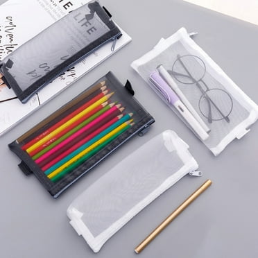 Hariumiu Pencil Case Transparent Mesh Pen Case Holder Pencil Bag Students Stationery Storage Pouch