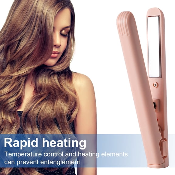 Hariumiu Portable USB Hair Straightener Fast Heating Electric Curling Iron Straight Curly Hair Bangs Mini Curling Wand Travel Women Hair Styling Tool