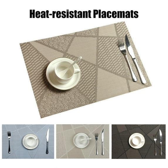 Hariumiu Rectangle PVC Placemat Heat-Resistant Non-slip Heat Insulation Waterproof Dining Table Protection Decoration Pad Kitchen Supplies