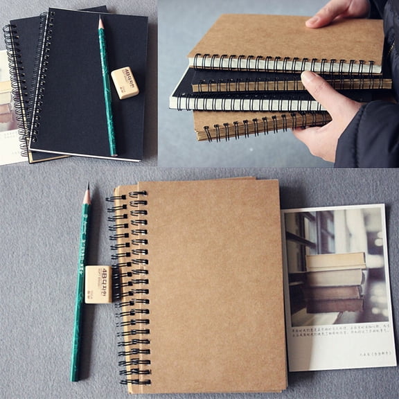 Hariumiu Retro Kraft Spiral Binding Blank Graffiti Sketchbook Notebook Graduation Gift Diary Book Memo Book