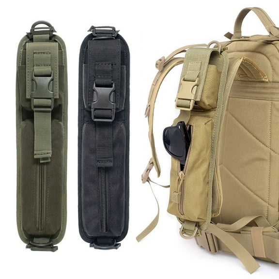 Hariumiu Shoulder Strap Pouch Backpack Strap Pouch with Zipper Simple Installation Quick Release Shoulder Strap Bag Attachment for Tactical Accessories