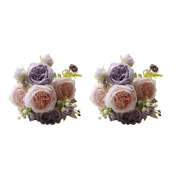 Hariumiu Simulation Flower 2pcs Artificial Rose Flowers Decoration Pastoral Style Floral Scene Layout Props Faux Silk Flower Bouquet Arrangement for Bedroom