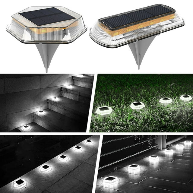 Hariumiu Solar Deck Light Super Bright 360-Degree Wide-Angle Lighting IP65 Waterproof High Conversion Rate Auto ON/Off LED Solar Powered Stair Light