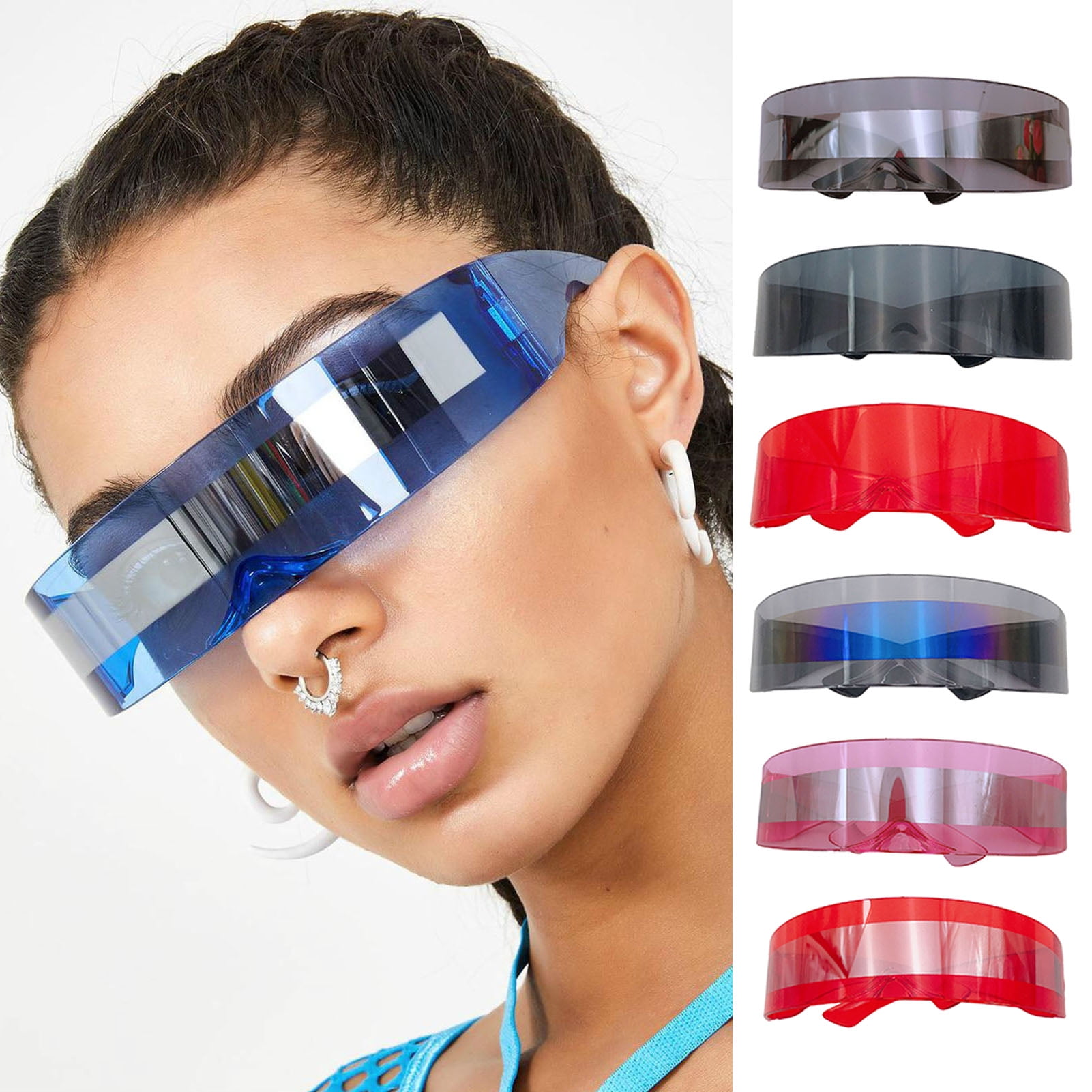 Hariumiu Sunglasses for Men Women Futuristic Integrated Rectangle Sense of Future Sunscreen Outdoor UV Protection Sport Sunglasses for Running Cycling Fishing Golf Driving Beach Walmart Business Suppl...