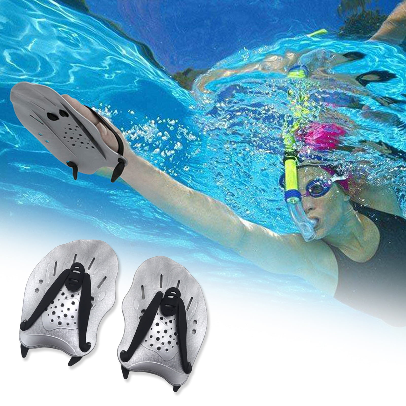 Swim Paddles 1 Pair Swimming Paddles With Adjustable Straps Pool