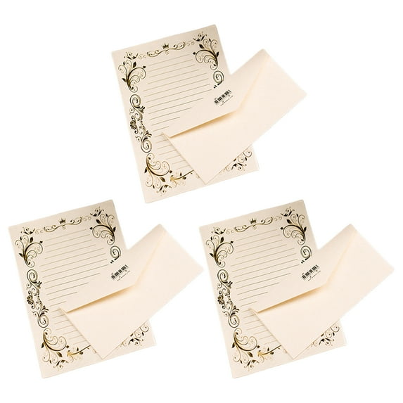 Hariumiu Unique Patterned Writing Paper Vintage-inspired Letter Writing Set with Retro Letter Paper Patterned Stationery Kraft Paper Envelopes Elegant Wedding