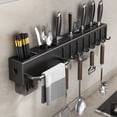 thumbnail image 1 of Hariumiu Wall-Mounted Cutter Storage Rack Carbon Steel Cutter Holder Organizer with Chopstick Spoon Fork Holder Load Capacity Utensil Organizer, 1 of 8