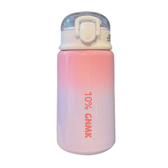 Hariumiu Water Bottle with Straw 400ml/14oz Thermal Cup Lock Catch Stainless Steel Cute Winter Kids Children Hot Water Insulated Bottle for Cold Weather