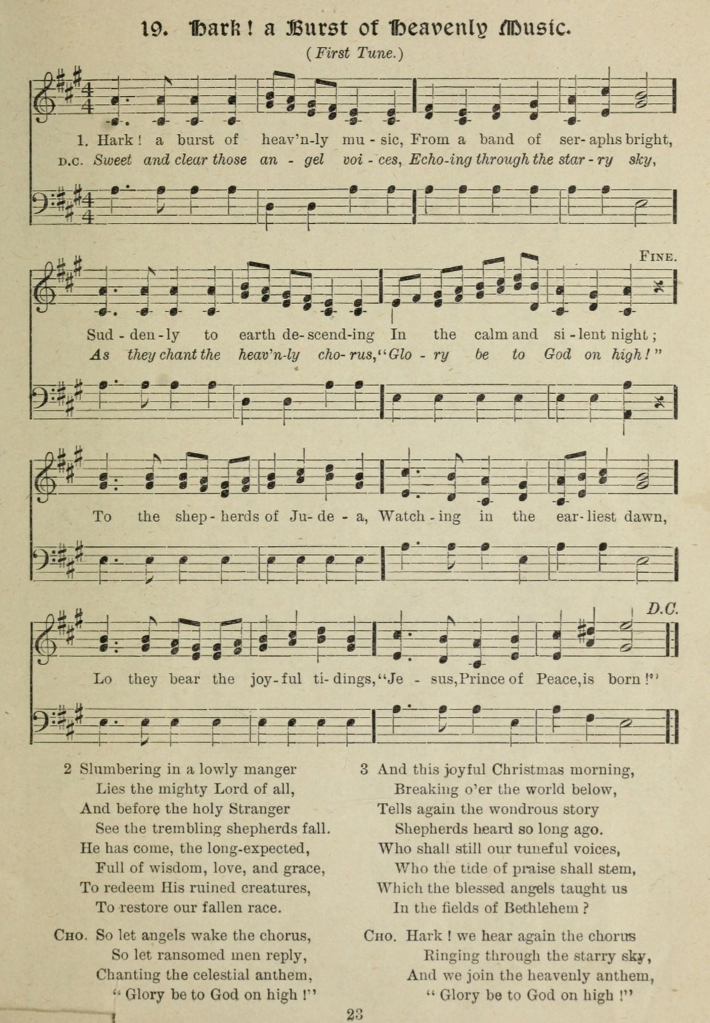 Hark A Burst of Heavenly Music Gems of Christmas Song 1910 Canvas Art -  (24 x 36)