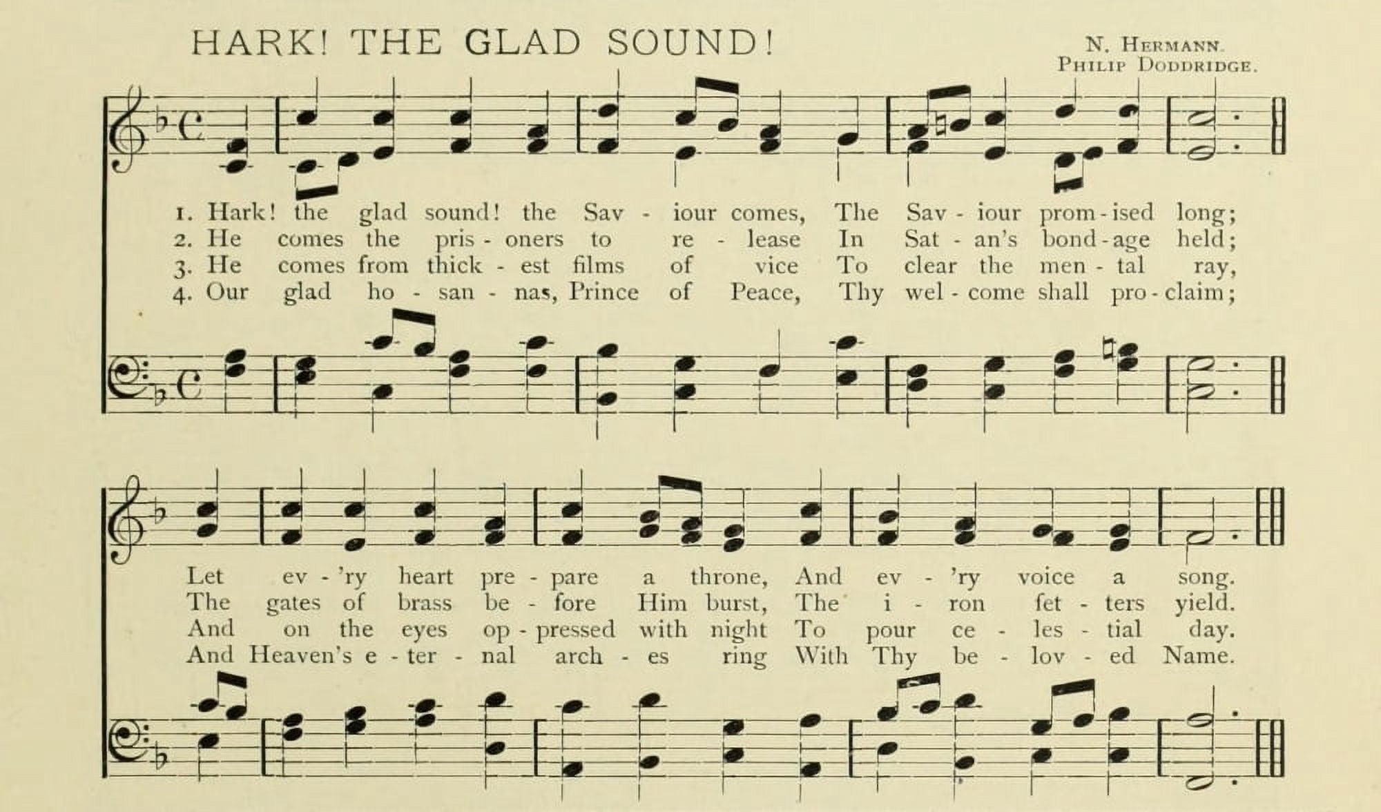 Hark The Glad Sound Christmas in Song 1891 Canvas Art - (18 x 24)