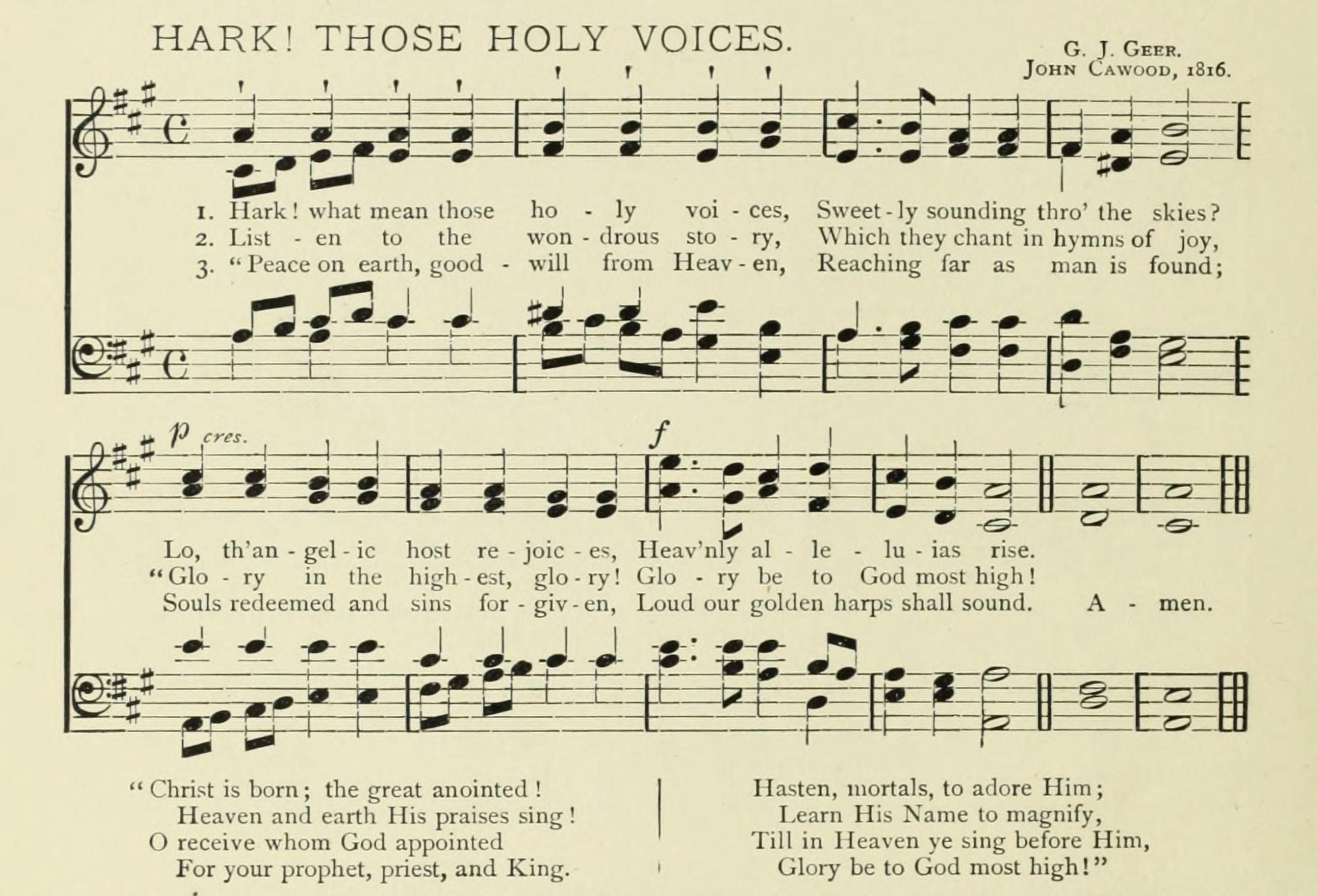 Hark Those Holy Voices Christmas in Song 1891 Canvas Art - (24 x 36)