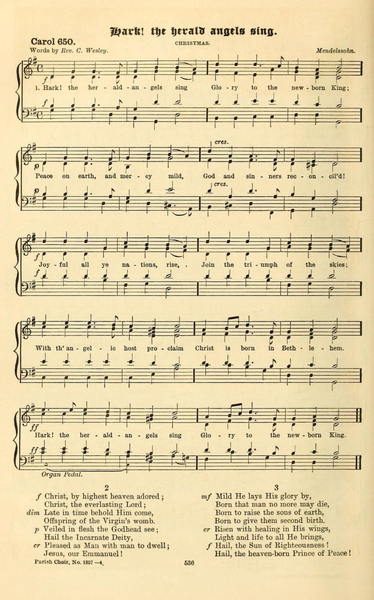 Hark the Herald Angels Sing Mendelssohn & Wesley Carols old & Carols new 1916 Canvas Art -  (24 x 36)