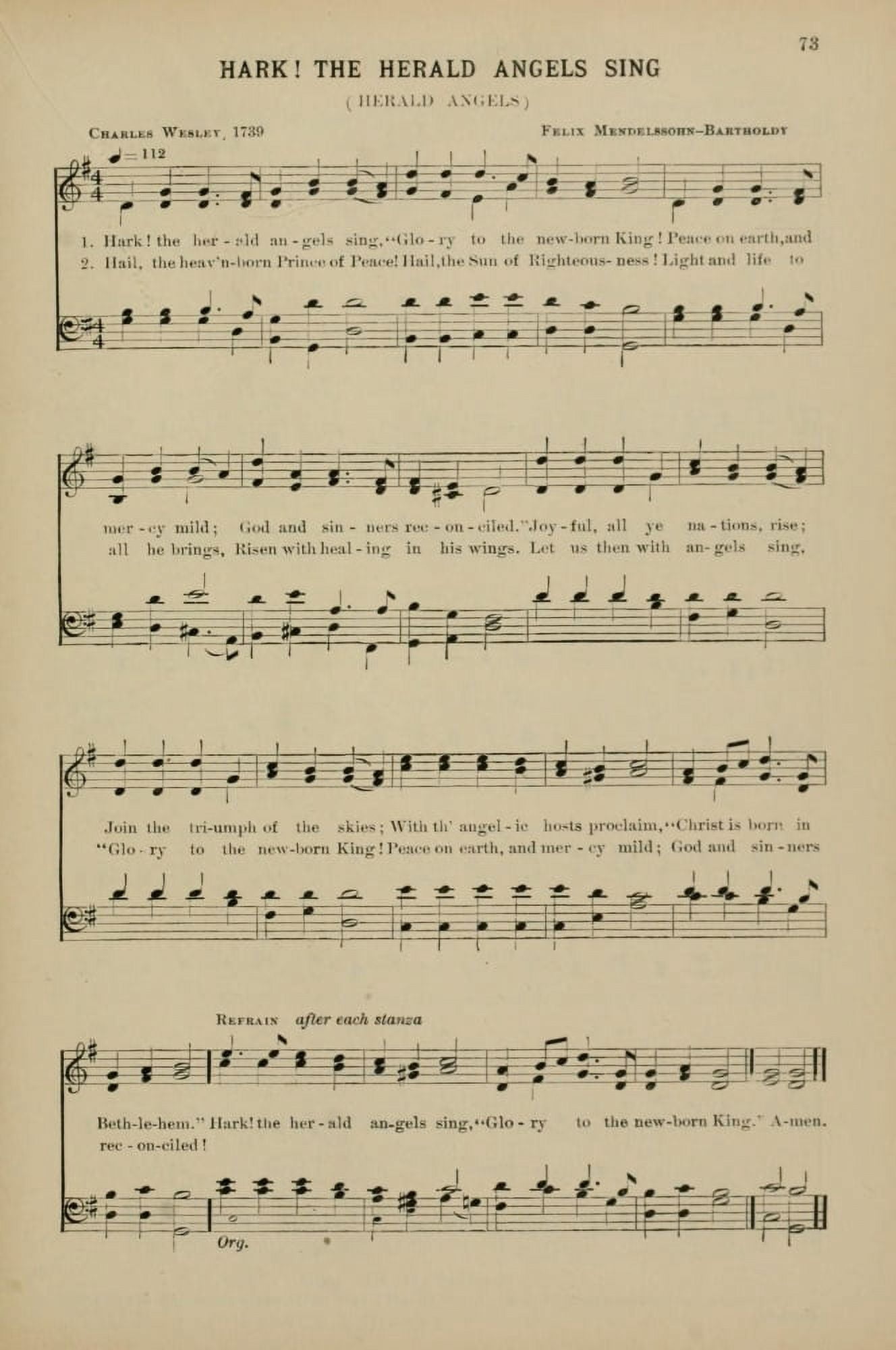 Hark the Herald Angels Sing Mendelssohn & Wesley Christmas Carols & Hymns 1910 Canvas Art - (24 x 36)