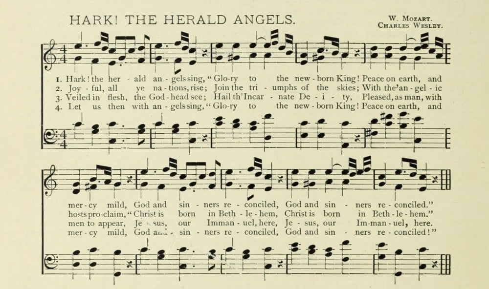 Hark the Herald Angels Sing Mendelssohn & Wesley Christmas in Song 1891 2 Canvas Art - (18 x 24)
