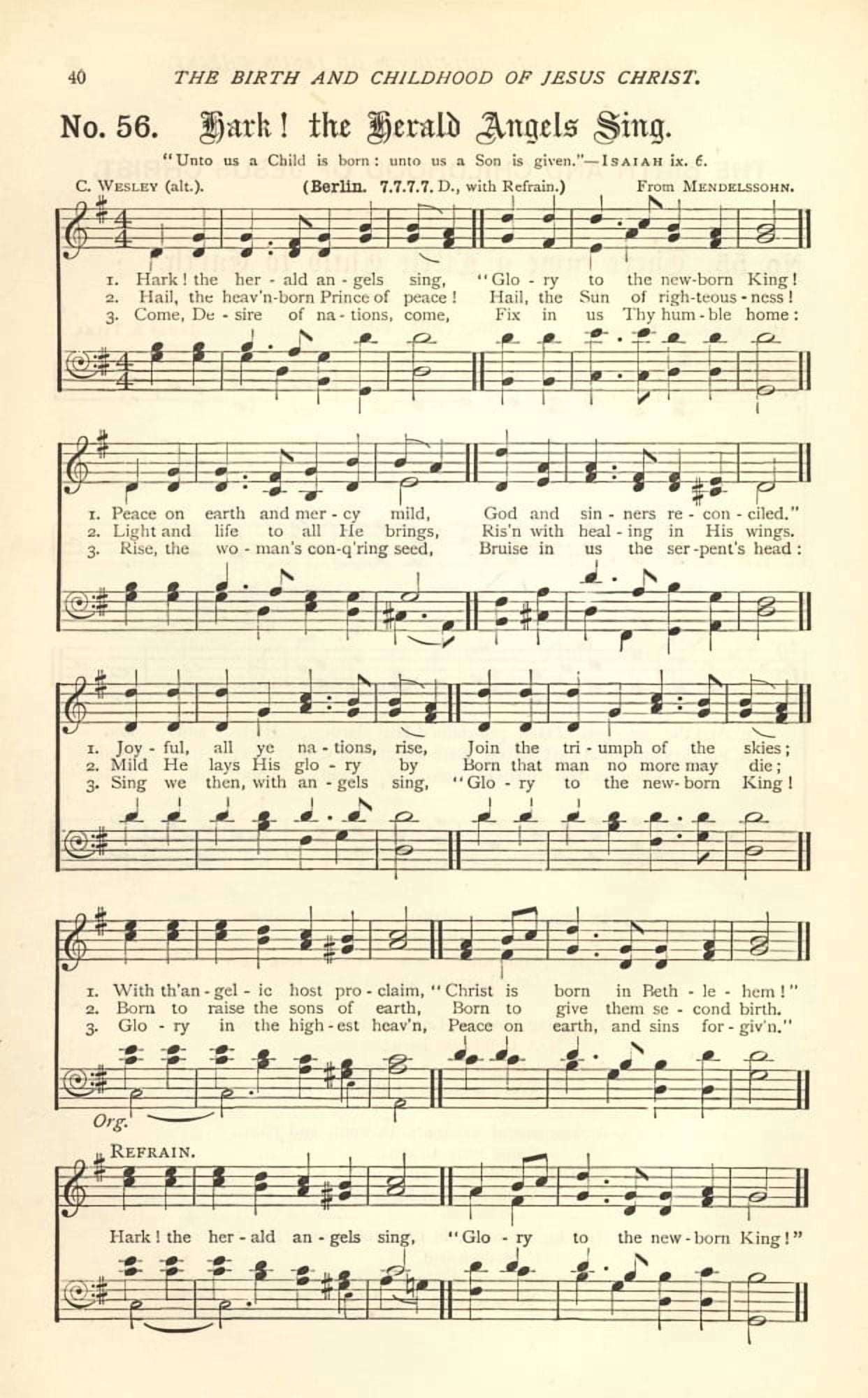 Hark the Herald Angels Sing Mendelssohn & Wesley Golden Bells c1880 Canvas Art - (18 x 24)