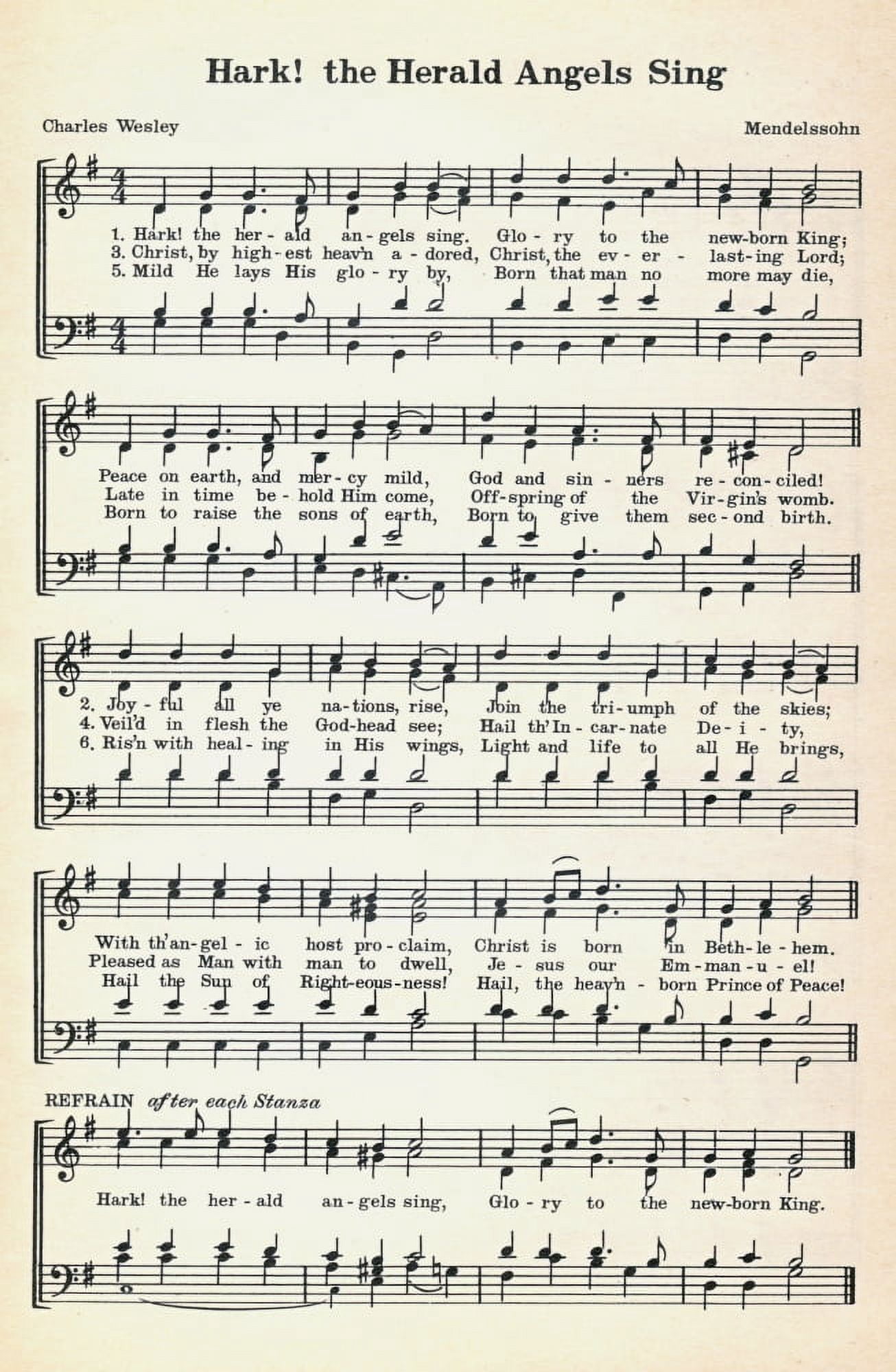 Hark the Herald Angels Sing Mendelssohn & Wesley NoÔø?ls Christmas Carols 1932 Canvas Art - (24 x 36)