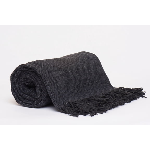 Harkaari, Interwoven Textured 100% Cotton Throw with Fringe Ends, Oversized: 50" x 70"