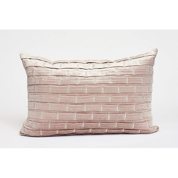 Harkaari, Pleated Brick Design Velvet Throw Pillow