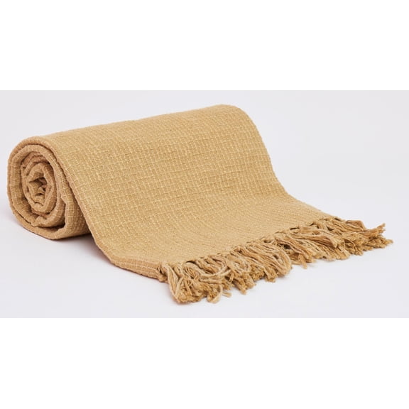 Harkaari, Square Stitch Pattern 100% Cotton Throw with Fringe Ends, Oversized: 50" x 70"
