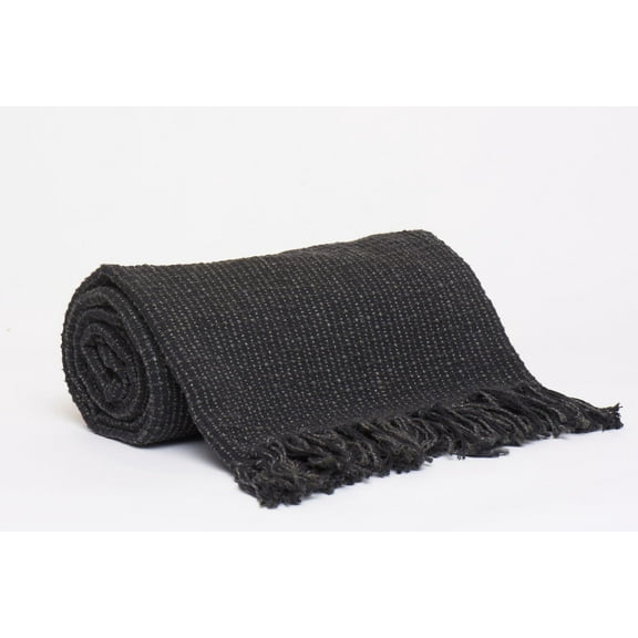 Harkaari, Square Stitch Pattern 100% Cotton Throw with Fringe Ends, Oversized: 50" x 70"