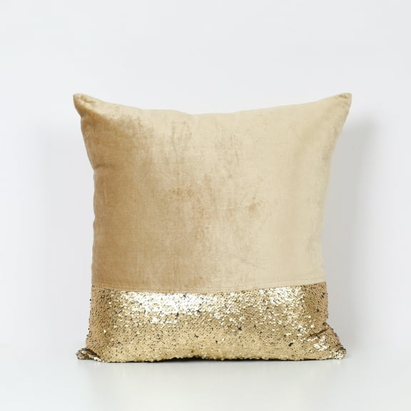Harkaari, Velvet Throw Pillow with Sequins Side Panel