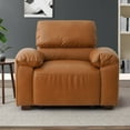 thumbnail image 1 of Harkawon Faux Leather Comfy Sofa Couch for Adults, 1 Seater Brown Couch with Wide Armrest，Modern Sofa for Living Room with Solid Wooden Frame & Padded Cushions, 1 of 6