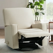 Harkawon Swivel Rocker Glider Recliner Chair, 360°Swivel Chair,Manual Lever Armchair,Single Sofa Reclining Chair,Beige