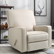 Harkawon Swivel Rocker Recliner Chair, High Back Glider Recliner with Linen Fabric, Ergonomic Rocker Chair for Small Spaces, Nursery & Living Room, Beige