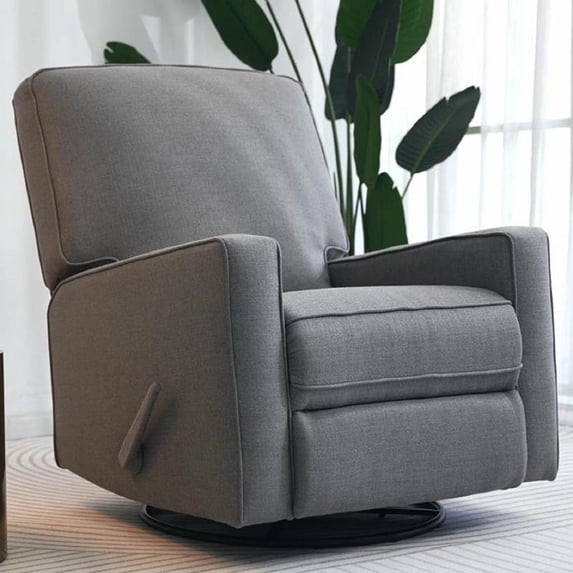 Harkawon Swivel Rocker Recliner Chair, High Back Glider Recliner with Linen Fabric, Ergonomic Rocker Chairs for Small Spaces& Living Room , Dark Grey