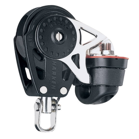 5" Harken 40MM Carbo Single Ratchet Block with Swivel, Becket and Cam Cleat