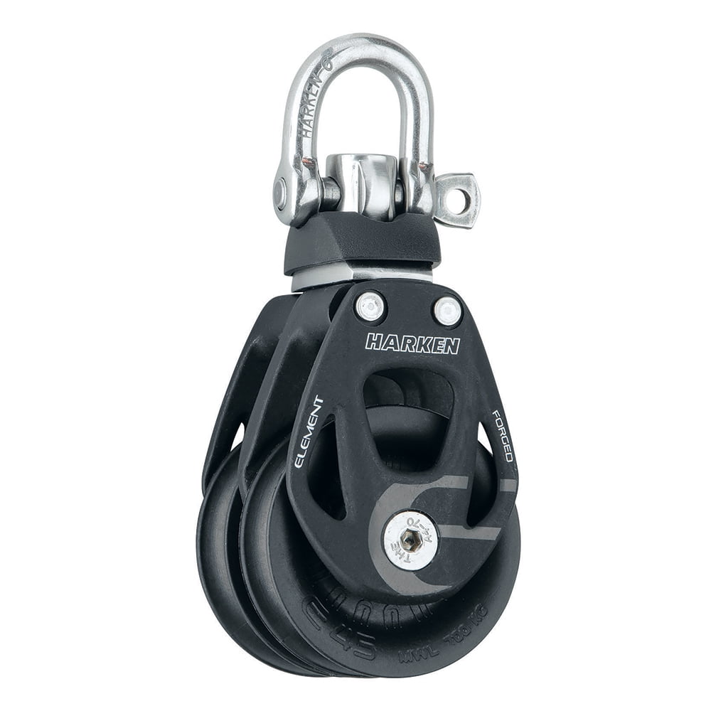 HARKEN 45mm Element Single Foot Block - Forged Aluminum Sideplates, Composite Sheave, Hardcoat Anodized