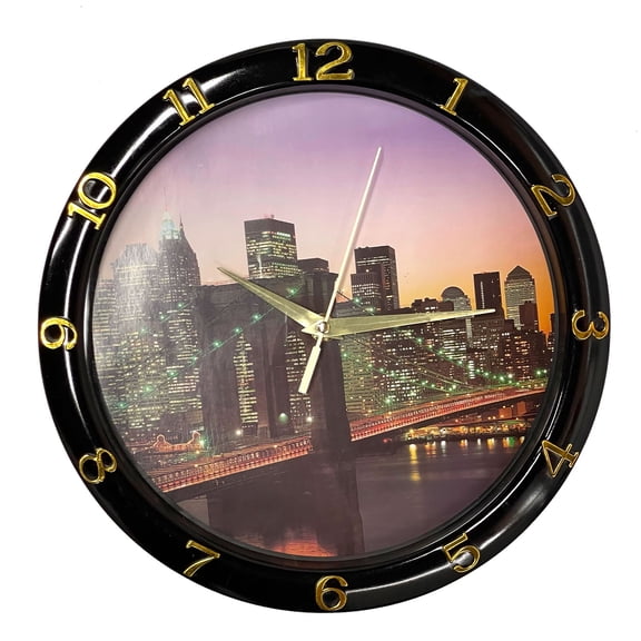 Harko New York Round Wall Clock, Black, 11 Inches