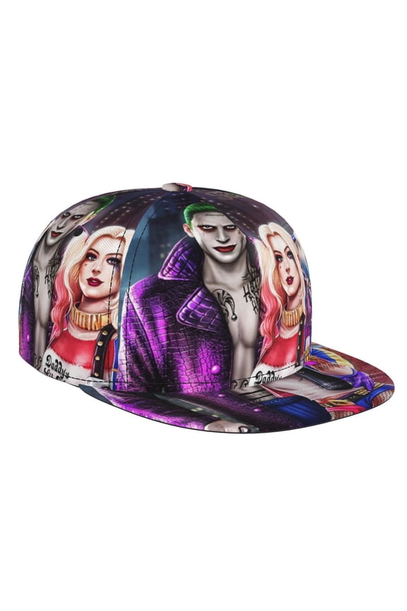Harl-ey Quinn Joker Brim Bill Baseball Cap Adjustable Snapback Hat Hip Hop Dad Caps Men Women