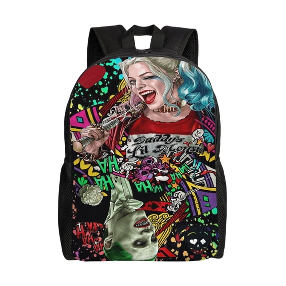 Harl-ey Quinn Joker Lightweight Backpack Laptop Shoulders Bag Bookbag Daypack Travel Women Men