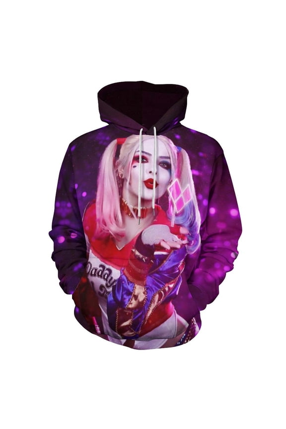 Harl-ey Quinn Kiss Casual Hoodie Jacket Hooded Long Sleeves Sweatshirt Pullover Sweaters Women Men