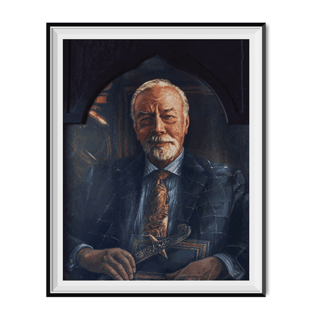 Harlan Thrombey Smiling Portrait Painting Poster - 11" x 14"